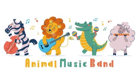 Animal music cartoon jazz instrument ban... | Premium Vector #Freepik #vector #line-illustration #drum #musical-instruments #kids-music Concept Graphic Design, Animal Music, Jazz Instruments, Music Cartoon, Kids Music, Band Concert, Girly Art Illustrations, Girly Art, Graphic Design Illustration