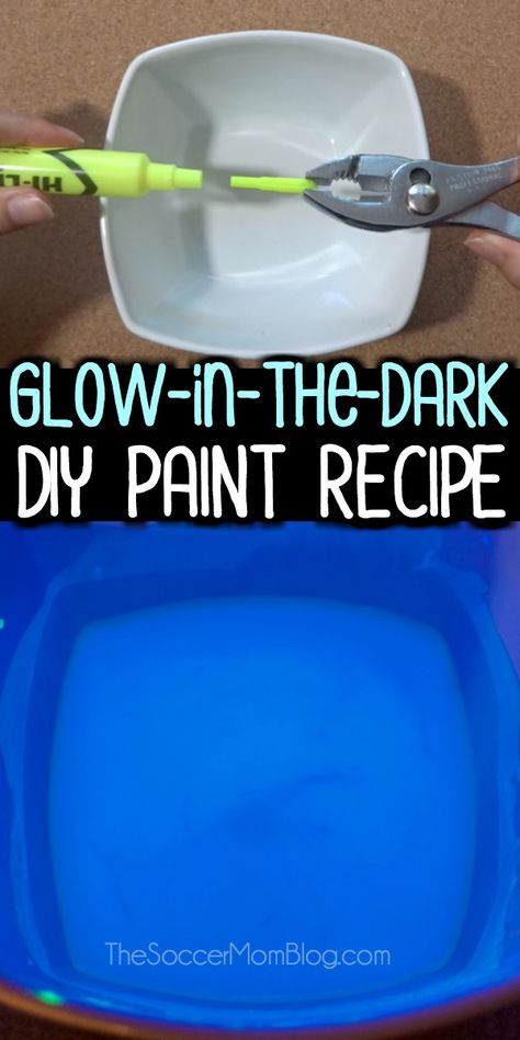 How to make glow in the dark paint with only 3 ingredients! Diy Black Light, Glow In Dark Paint, Kids Crafts Easy, Glow Crafts, Glow In Dark Party, Glow In The Dark Paint, Paint Recipe, Neon Paint, Glow Stones