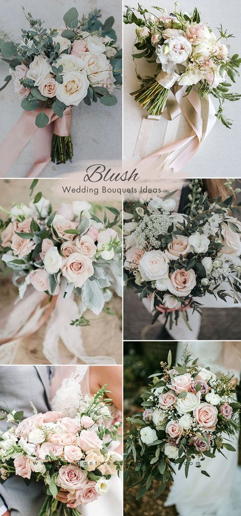 Blush Wedding Ideas, Blush Pink Wedding Flowers, Blush Bouquet Wedding, Greenery Wedding Bouquet, Green Wedding Bouquet, Blush Bridal Bouquet, Blush Wedding Flowers, Wedding Bouquets Pink, Bridal Bouquet Flowers