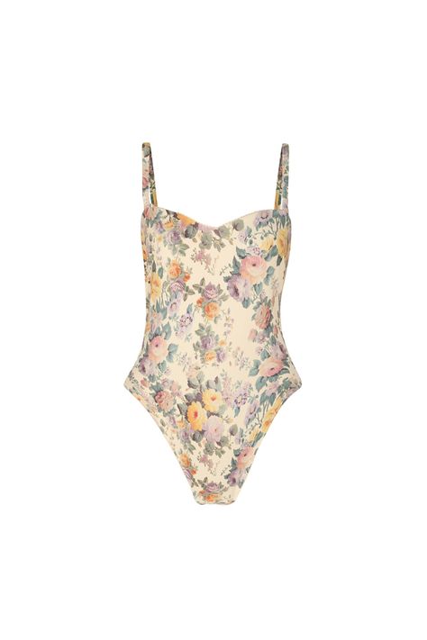 Vintage Bathing Suit, Cottagecore Swimsuit, Fitted Floral Print Feminine Swimwear, Retro Fitted Floral Print Swimwear, Vintage Fitted Floral Print Swimwear, Floral Print One-piece Swimwear For Pool, Pink Floral Print One-piece Swimwear, Beach Blouse, Silk Dressing Gown