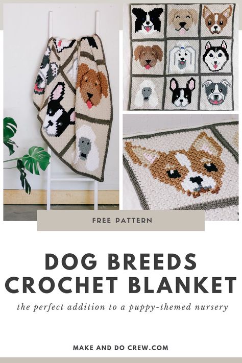 C2c Dog Blanket, Crochet Dog Baby Blanket, Puppy Crochet Blanket, C2c Crochet Dog Pattern Free, Corner To Corner Crochet Pattern Free Animals, Dog Pillow Crochet, Crochet Dog Blanket Pattern Free, Crocheted Blanket Patterns, Crochet Dog Blanket