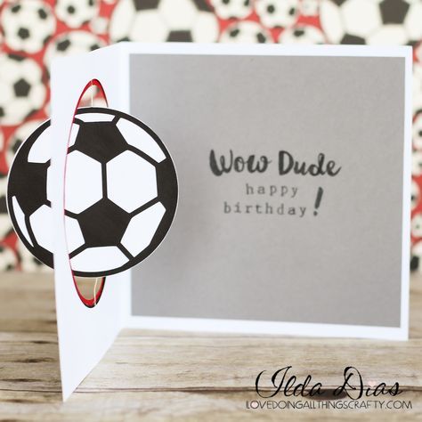 Hey all! Today I have a really cute Soccer Ball Spinner card to share with you all! Made this birthday card a couple of weeks ago ... Soccer Birthday Cards Handmade, Stampin Up Boys Birthday Cards, Happy Birthday Football, Birthday Card For Boys, Spinner Card, Soccer Cards, Birthday Cards For Boyfriend, Karten Design, Cards For Boyfriend