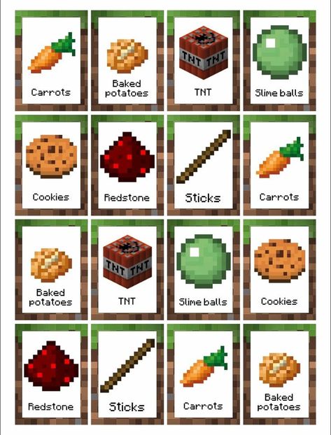 Mindcraft Party Food Ideas, Minecraft Labels Free Printables, Minecraft Food Printables Free, Minecraft Food Labels Free, Minecraft Food Printables, Minecraft Food Tent Cards, Minecraft Food Tents, Free Printable Minecraft, Minecraft Party Food