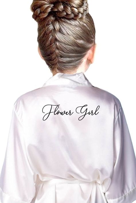 Pretty Robes, Bridesmaid Robe Personalized, Flower Girl Robes, Bridesmaids Robes, Girls Robes, Flower Girl Hairstyles, Bridesmaid Hair Updo, Ballroom Wedding, Flower Girl Gifts