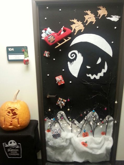 Nightmare Before Christmas Door Decorating Contest Nightmare Before Christmas Door, Christmas Door Decorating, Disney Cruise Door Decorations, Diy Christmas Door Decorations, Door Decorations Classroom Christmas, Holiday Door Decorations, Christmas Contests, Diy Christmas Door, Christmas Door Decorating Contest