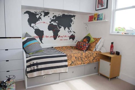 Ikea Teen Bedroom, Small Teenage Bedroom, Small Boys Room, Ikea Boys Bedroom, Teen Bed, Small Boys Bedrooms, Very Small Bedroom, Small Kids Bedroom, Tiny Bedroom Design