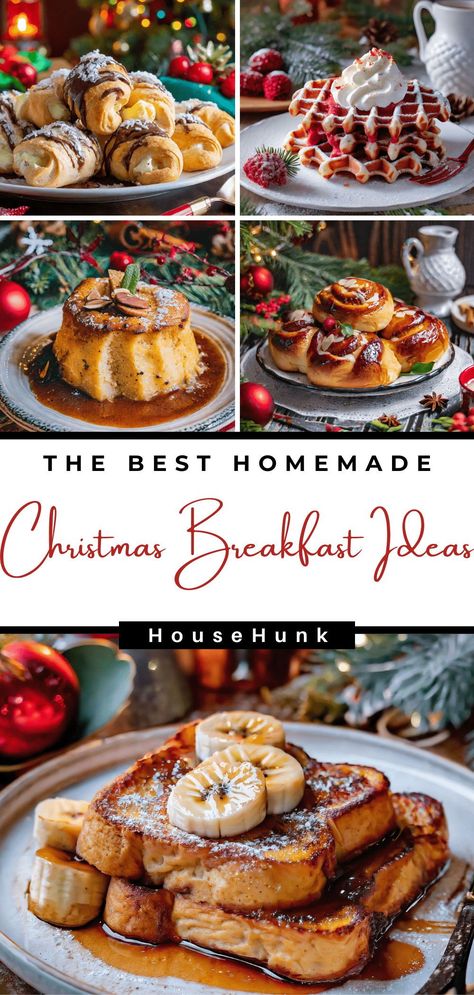 Christmas Breakfast Pastries, Xmas Morning Breakfast Ideas, Christmas Eve Breakfast Ideas, Christmas Breakfast Aesthetic, Xmas Breakfast Ideas, Christmas Morning Food, Christmas Breakfast Buffet, Holiday French Toast, French Toast Christmas