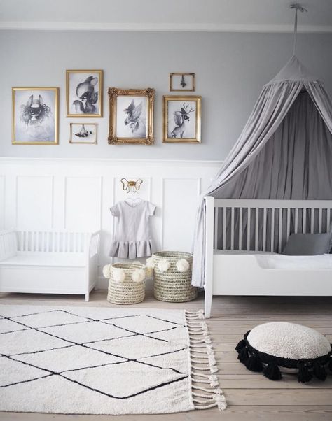 Let the nursery inspirations begin. . . | The Decorista | Bloglovin’ Gray Nursery Girl, Kids Room Grey, Nursery Layout, Kids Room Rug, Baby's Room, Nursery Decor Girl, Nursery Inspiration, Small Room, Kids Room Design