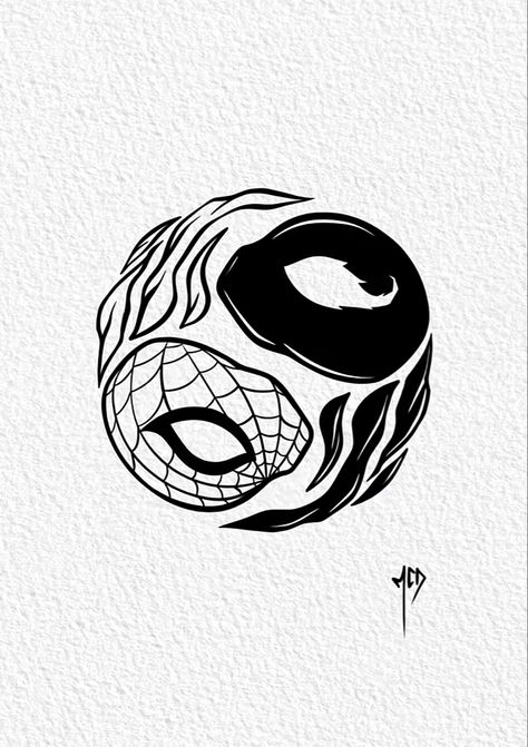 Easy Tattoos To Draw, Venom Tattoo, Spiderman Tattoo, Spiderman Comic Art, Pumpkin Tattoo, Beginner Tattoos, Batman Tattoo, Marvel Tattoos, Flash Tattoo Designs