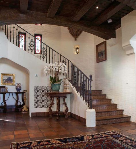 Southern California Historic Beach Residence- Classic Traditional by Interior Design Imports | 1stDibs Spain House Spanish Style, California Spanish Style Interior, Spanish House Interior, Modern Spanish Revival, Historic Home Interiors, Spain House, Spanish Home Decor, Mediterranean Interior, Historic Restoration