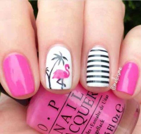 30 Best Summer Nail Ideas That Are Beautiful And Beach-Ready Flamingo Nails, Cute Summer Nail Designs, Tropical Nails, Cute Summer Nails, Nail Swag, Toe Nail Designs, Summer Nails Colors, Beach Nails, Nail Art Summer