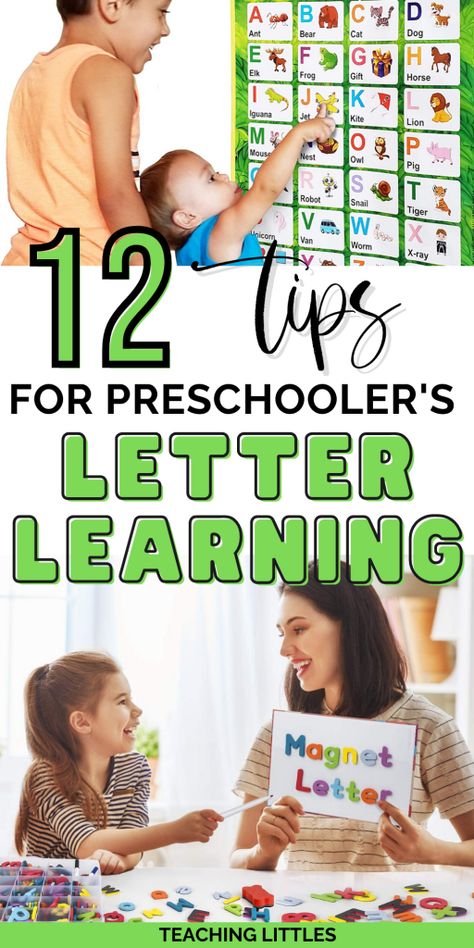 12 Tips to Help Your Preschooler Learn Letters and Letter Sounds - Teaching Littles Teaching Toddlers Letters, Teaching Letter Sounds, Teaching Preschoolers, Introduction Activities, Educational Activities For Toddlers, Letter Learning, Movement Songs, Learn Letters, Letter Names