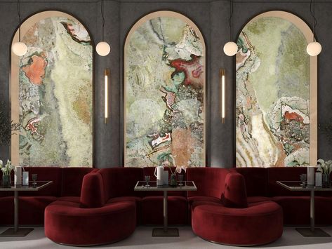 Laminated glass Decorative panel PATCHOULI by Tecnografica Oasis Hotel, Italian Wallpaper, Crystals Collection, Asian Restaurants, Laminated Glass, Hotel Project, Restaurant Interior Design, Reggio Emilia, Decorative Panels