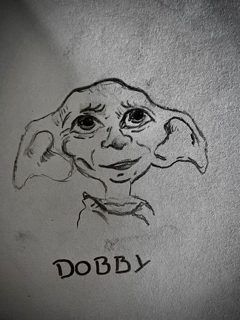 Dobby Sketch Easy, Harry Potter Dobby Drawings Easy, Art Sketches Harry Potter, Harry Potter Inspired Drawings, Dobby Drawing Easy, Harry Potter Easy Drawings, Harry Potter Sketches Easy, Dobby Sketch, Harry Potter Drawings Sketches