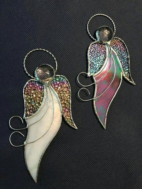 Stained Glass Angels, Glass Wings, Glass Angels, Angels Christmas, Glass Art Design, Stained Glass Patterns Free, Stained Glass Angel, Wine Glass Art, Glass Art Projects