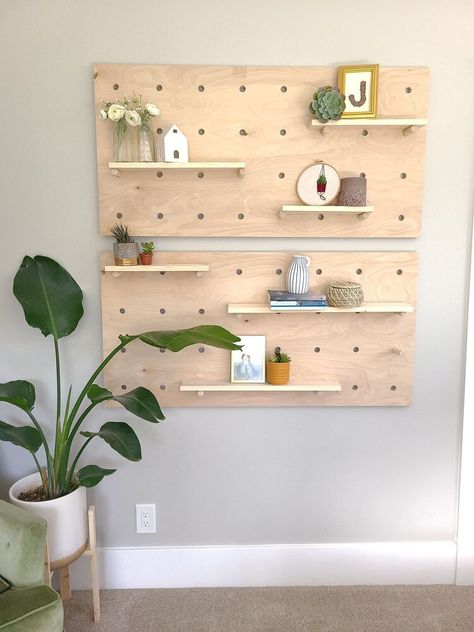 Easy entryway makeover ideas you can do for cheap. Decorate your foyer with these creative and simple DIY ideas so check out the before and after. #hometalk Peg Board Shelf, Gallery Wall Themes, Clown House, Peg Board Shelves, Diy Peg Board, Shelf Furniture, Garden Tool Storage, Plywood Sheets, Bookshelves Kids