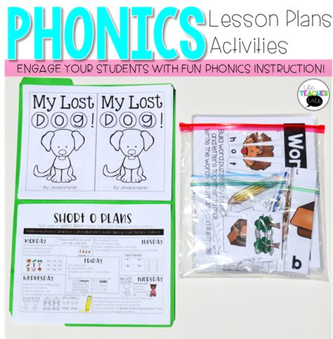 Phonics lesson plans for first grade. The phonics activities included are for whole group and small group! Spelling Practice Activities, Pre K Lesson Plans, Phonics Lesson Plans, Hooked On Phonics, Spelling Practice, Phonics Instruction, Phonics Lessons, Phonological Awareness, Engaging Lessons