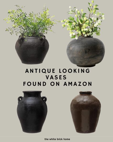 Amazon decor, Amazon decor finds, Amazon decor finds bedroom, Amazon decor finds bedroom, amazon decorations. Amazon decor ideas, Amazon faux greenery, antique vase, antique vase on Amazon, Amazon antique vase, antique pottery, Amazon antiques Black Vase Coffee Table, Black Vases Decor, Black Vase With Flowers, Black Vase Decor, Light Wood Dining Table, Black Dining Room Table, Home Decor Amazon, Farmhouse Vase, Apt Decor