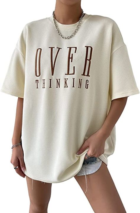 Drop Shoulder Tshirt, Creative T Shirt Design, Oversized Tees, Tshirt Oversized, Drop Shoulder Tee, Oversized Graphic Tee, Letter Embroidery, Oversized Tee, Fashion Summer