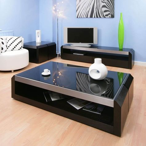 Unique Coffee Tables That Help You Declutter And Stylise Your Lounge - Engineering Discoveries Centre Table Drawing Room, Modern Table Design, Black Glass Coffee Table, Centre Table Design, Centre Table Living Room, Sofa Table Design, Table Design Modern, Coffee Table Design Modern, Central Table