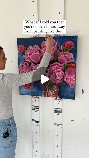 Brooke Ring on Instagram: "In our Expressive Peony Acrylic Painting Class, I break down this peony painting into easy to follow, step-by-step instruction… so that you can learn to paint an acrylic floral painting like this… in the same amount of time you would spend watching two episodes on Netflix… 

Comment “PAINT” and I’ll DM you the direct link to this acrylic painting class!" Floral Paintings Acrylic, Peony Painting, Painting Class, Learn To Paint, Floral Painting, Step By Step Instructions, Peonies, Step By Step, Acrylic Painting