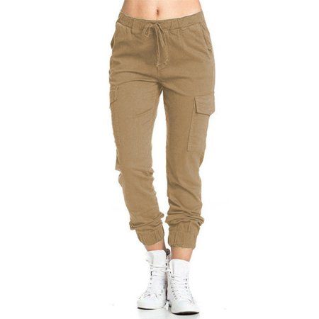 Hip Hop Pants, Drawstring Waist Pants, 70s Women, Long Trousers, High Waist Bottoms, Women Cargos, Elastic Waist Pants, Joggers Womens, Slim Fit Trousers