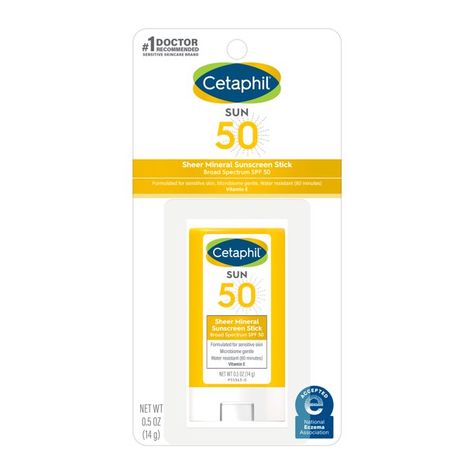 Cetaphil Sheer Mineral Sunscreen Stick SPF 50 - Walmart.com Recommended Skin Care Products, Sunscreen Stick, Vitamin F, Facial Sunscreen, Body Sunscreen, Vitamins For Skin, Sensitive Skin Care, Zinc Oxide, Sunscreen Lotion