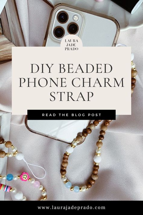 Learn how to create a unique beaded phone charm strap with this easy DIY guide and helpful step-by-step instructions. Like jewelry for your phone! The perfect handmade holiday gift idea that you can customize with any type of beads and charms for someone on your list who loves accessories! Diy Iphone Wrist Strap, How To Make Beaded Phone Charms, Beaded Phone Strap Tutorial, How To Make Beaded Phone Strap, Iphone Charms Diy, Phone Jewelry Diy, Diy Cell Phone Lanyard, Diy Phone Wrist Strap, Phone Wristlet Beads Diy