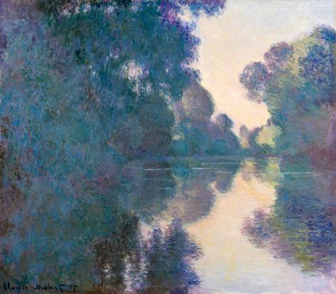 Morning on the Seine near Giverny (1897) by Claude Monet, high resolution famous painting. Original from The MET. Digitally enhanced by rawpixel. | free image by rawpixel.com / The Metropolitan Museum of Art (Source) Monet Poster, Claude Monet Art, Monet Art, Mary Cassatt, Joan Mitchell, Amedeo Modigliani, The Seine, Johannes Vermeer, Henri Rousseau