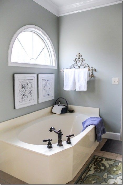 bathroom paint color - Silver Sage by Restoration Hardware Silver Sage Restoration Hardware, Restoration Hardware Silver Sage, Silver Sage Paint, Sage Paint, Restoration Hardware Paint, Diy Bathroom Design, Farmhouse Bathroom Remodel, Modern Bathroom Interior, Silver Sage