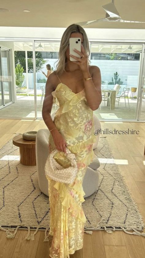 formal dress Love Shack Dress, Florida Fits, Love Shack Fancy Dress, Hogwarts Dr, Palm Beach Style, Staple Dress, Dress Hire, Love Shack Fancy, Yellow Maxi