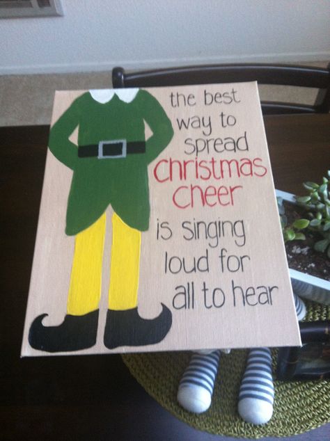 Christmas Canvas Ideas Diy, Elf Painting On Canvas, Elf Canvas Painting, Elf Painting, Christmas Painting Ideas On Canvas, Elf Cartoon, Drawing Hacks, Elf Drawings, Diy Christmas Paintings