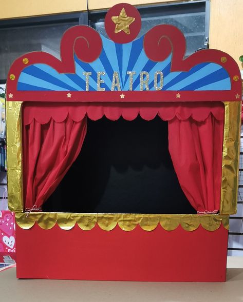 Puppet Stage Ideas, Puppet Theater Diy Cardboard, Puppet Display, Doorway Puppet Theater, Mini Theatre, Baby Birthday Photoshoot, Barbie Fairy, Puppets Diy, Puppet Theatre