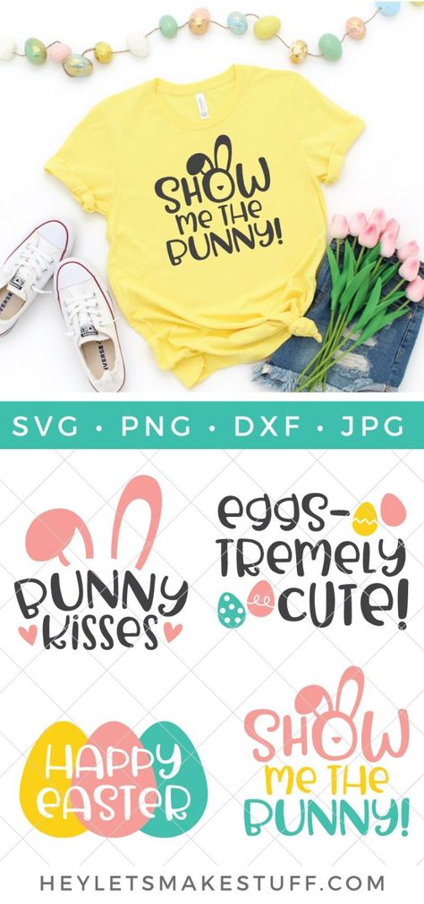 Grab these adorable Easter SVG files for all the little bunnies in your life! There's four eggs-tra cute cut files for all your Easter gifts and celebrations! Easter Bunny Plate, Easter Treat Box, Easter Show, Easter Svg Files, Bunny Plates, Make Stuff, Baby Loss, Easter Coloring Pages, Easter Colouring