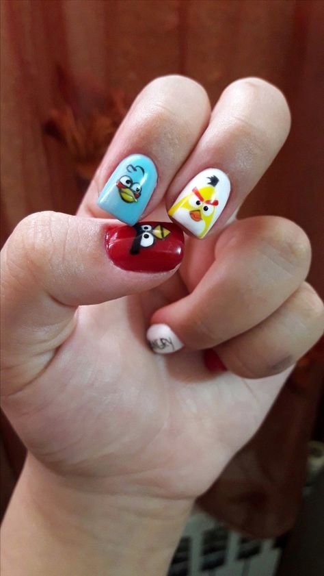 Angry Birds Nail Art, Birds Nail Art, Bird Nail Art, Angry Birds, Convenience Store Products, Nail Art, Birds, Nails, Art