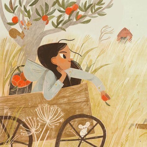 Rebecca Green on Instagram: “A Year With Mama Earth by @rebeccawritesbooks & @eerdmans  opens with September, one of my favorite months. (I love getting all moody and…” Crane Wives, Rebecca Green, Mama Earth, Picture Books Illustration, Childrens Books Illustrations, Book Illustration Art, Children Book, Book Illustrations, People Illustration