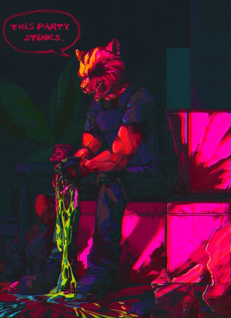 http://rye-beer.tumblr.com/image/129173009464 Hotline Miami Tony, Miami Wallpaper, Hotline Miami, Miami Art, Knee Support, Neo Noir, Dark Art, Character Concept, Cartoon Art