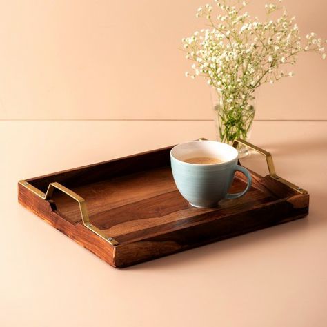 Tray Photography Ideas, Tray Photography, Indian Spice Box, Rectangle Serving Tray, Wood Termites, Kitchen Tray, Wood Serving Tray, Wooden Serving Trays, Spice Containers