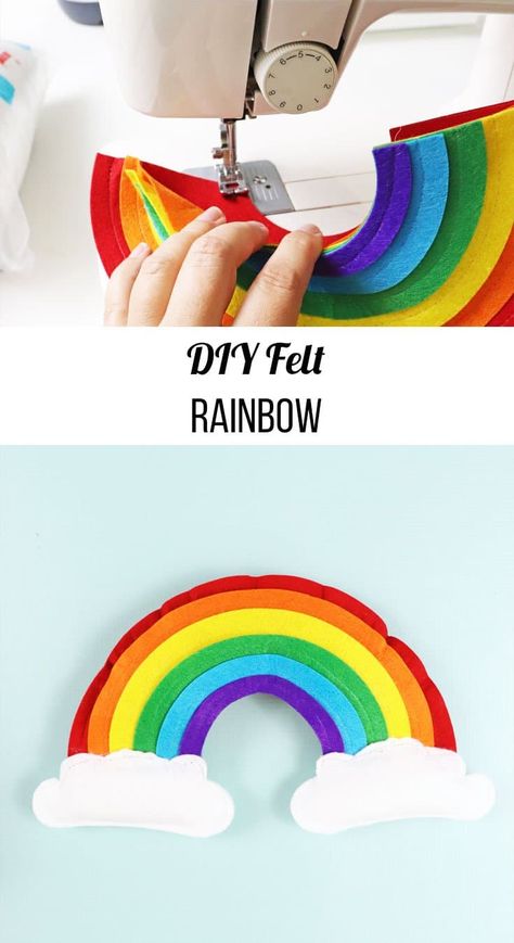 Diy Felt Rainbow, Rainbow Pillow Sewing Pattern, Felt Rainbow Pattern, Rainbow Pillow Diy, Cricut Rainbow Projects, Pride Crafts, Felt Rainbow, Rainbow Plush, Rainbow Classroom