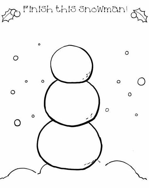 Snowman Worksheet, Creative Snowman, English Drawing, Snow Ideas, Winter Worksheets, Drawing Winter, Draw A Snowman, Complete The Picture, December Lessons