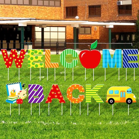 13 Pcs Welcome Back to School Yard Signs, Back to School Lawn Decorations First Day of School Classroom Yard Decorations Outdoor with Stakes Welcome Back Decorations, School Yard Signs, Back To School Classroom, Lawn Decorations, School Celebration, School Banner, Welcome Banner, High School Classroom, Yard Decorations