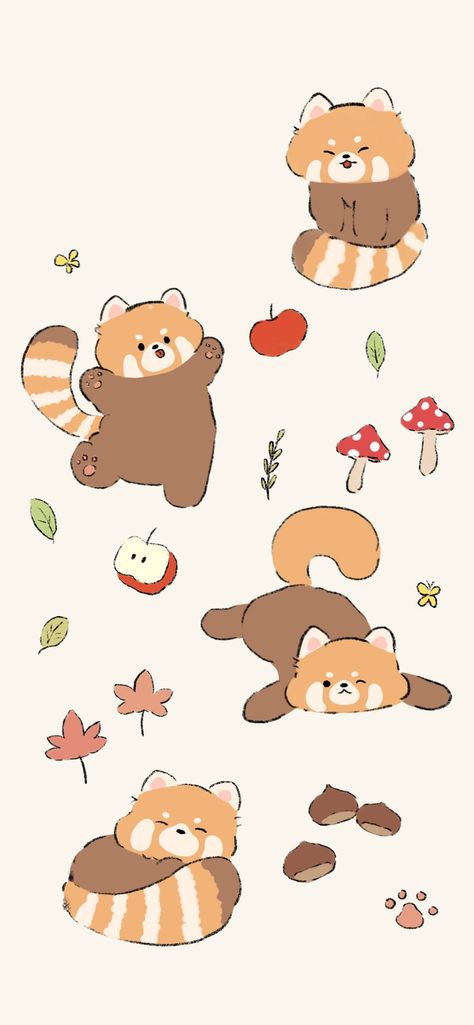 Red Panda Lockscreen, Red Panda Cute Wallpaper, Red Panda Wallpaper Iphone, Red Panda Wallpaper, Red Panda Illustration, Red Panda Drawing, Cat Illust, Panda Wallpaper Iphone, Red Panda Cute