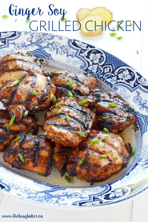 *I originally shared this recipe in July 2015. I’m updating the post today with new photos! This Ginger Soy Grilled Chicken features a delicious Asian-inspired 6-ingredient marinade made with soy sauce and fresh ginger for a sweet and savoury grilled chicken dish for summer! It’s the best easy grilled chicken recipe for your next barbecue,... Greek Chicken Souvlaki, Souvlaki Recipe, Simple Marinade, Grilled Chicken Recipes Easy, Grilled Chicken Recipe, Chicken Souvlaki, Soy Chicken, Easy Grilled Chicken, Ginger Chicken