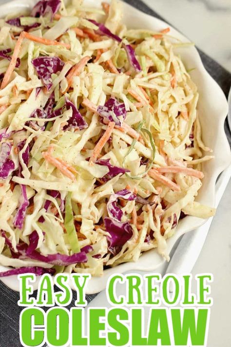 Creole Coleslaw, Cajun Coleslaw Recipe, Baked Quinoa Recipes, Cajun Coleslaw, Quick Coleslaw, Easy Coleslaw, Vegetarian Cabbage, Side Dish Recipes Easy, Coleslaw Recipe