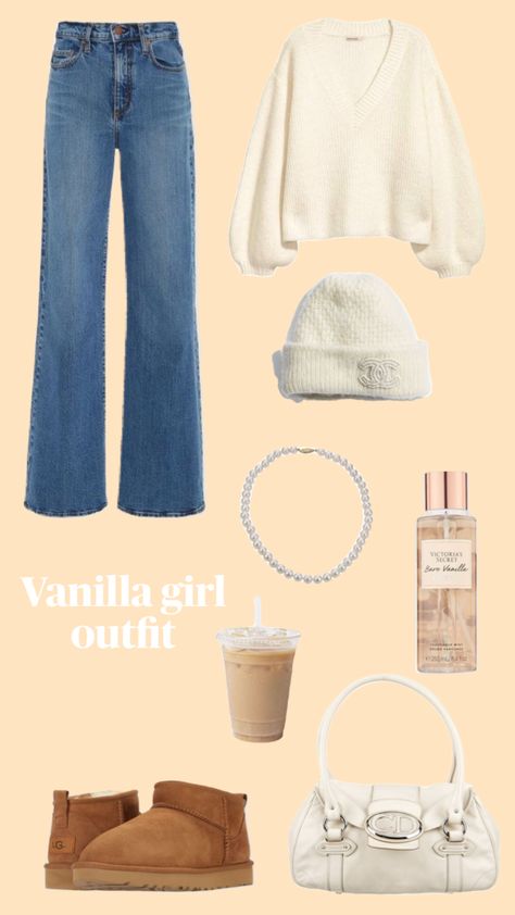 Vinila Girl Outfit, Vanila Gril Aesthetic Outfits, Vanilla Girl Aesthetic Outfits, Vanilla Fits, Vanilla Outfits, White Girl Outfits, Aurora Fashion, Girls Winter Outfits, Simple Outfits For School