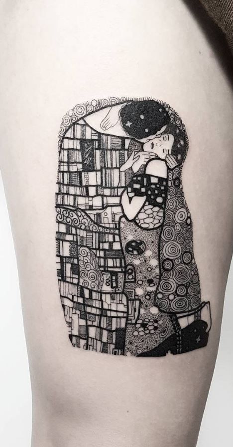 Gustav Klimt, The Kiss Tattoo The Kiss Tattoo, Gustav Klimt Tattoo, Klimt Tattoo, Kiss Tattoo, Klimt The Kiss, Kiss Tattoos, Tarot Tattoo, Surreal Tattoo, Painting Tattoo