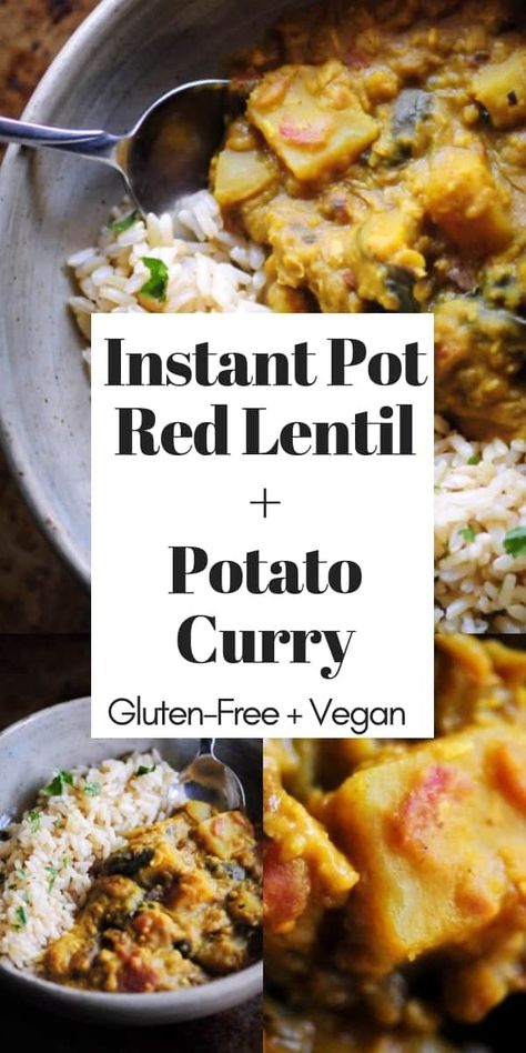 Lentil Potato Curry, Lentil Potato, Vegan Instant Pot Recipes, Vegetarian Instant Pot, Spiced Chickpeas, Healthy Indian Recipes, Potato Curry, Lentil Curry, Lentil Recipes