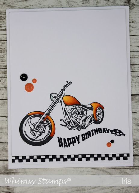 Biker Birthday, Motorcycle Birthday, Arts And Crafts Storage, Born To Ride, Bone Crafts, Stamps Collection, Sand Crafts, Art And Craft Videos, Whimsy Stamps