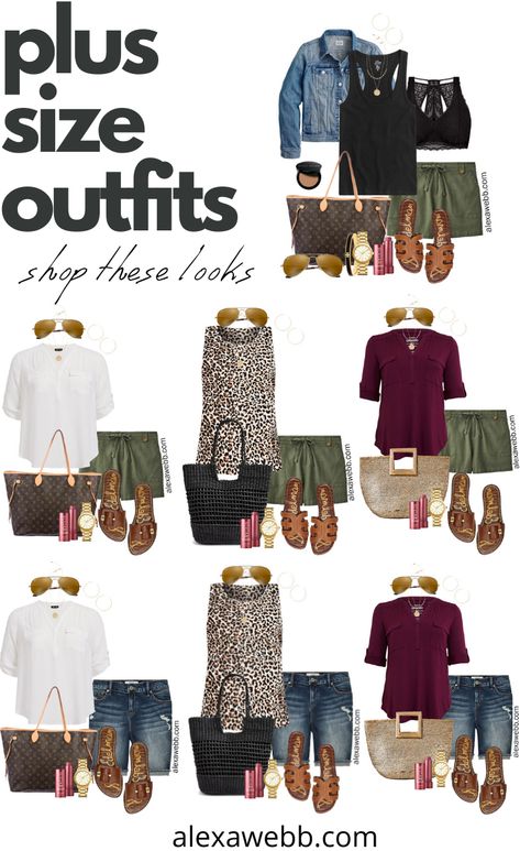 Plus Size Summer Shorts, Khaki Shorts Outfit, Bags For Summer, Plus Size Capsule Wardrobe, Mode Ab 50, Alexa Webb, Plus Size Summer Outfits, Summer Shorts Outfits, Plus Size Summer Outfit