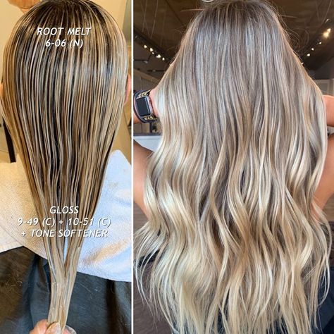 OK HAIRSTYLIST | BLONDES + EDU on Instagram: “let’s talk about root shadowing and glossing with @schwarzkopfusa tbh — i always do this together because i find that it saves time and…” Root Shadowing, Color Formulations, Hair Formulas, Ash Balayage, Color Formulas, Redken Hair Products, Hair Color Formulas, Shadow Root, Cosmetology School